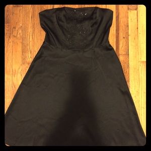 Black Strapless Cocktail Dress with Beaded Bodice